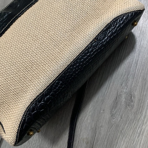 Brahmin Burlap and Croc Stulle Leather Tote Handbag with Matching Crossbody - Picture 15 of 15